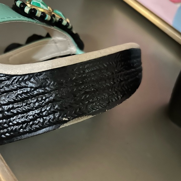 DOLCE by mojo moxy Cabana mint green black jeweled gem wedge size 8 - Picture 8 of 8